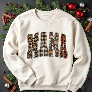 Mama Patch Sweatshirt Personalized Any Size S M L XL New Animal print fun cozy